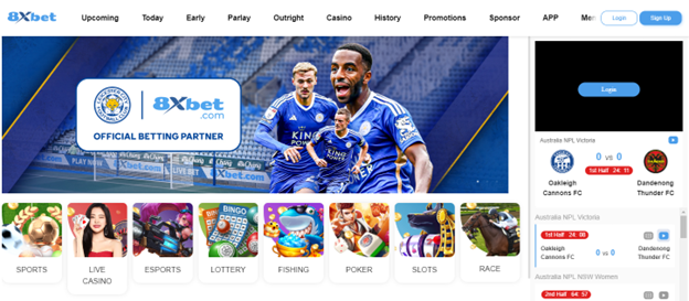 Giao diện sảnh cá cược thể thao 8xbet